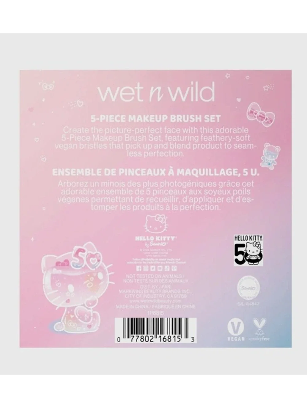 Wet n Wild Hello Kitty Black Tote Bag with Makeup Brush and Sponge Bundle